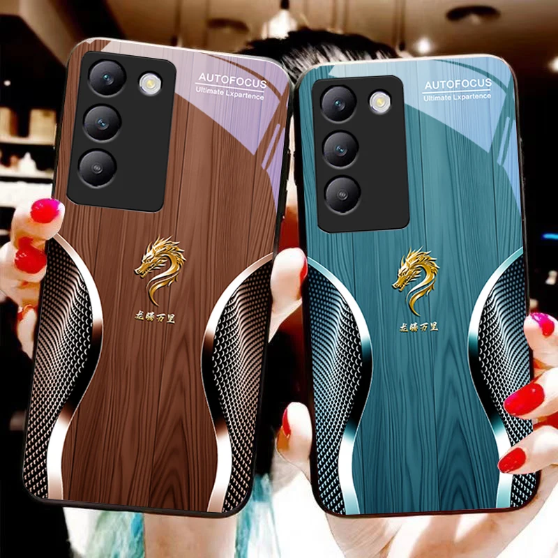 

Wooden Dragon For Y72 33S 11 03 36 96 Lite 35 16 Iqoo 12 V40 SE 5G 29 40 21 30 X80 Pro Vivo Tempered Glass Phone Case Black