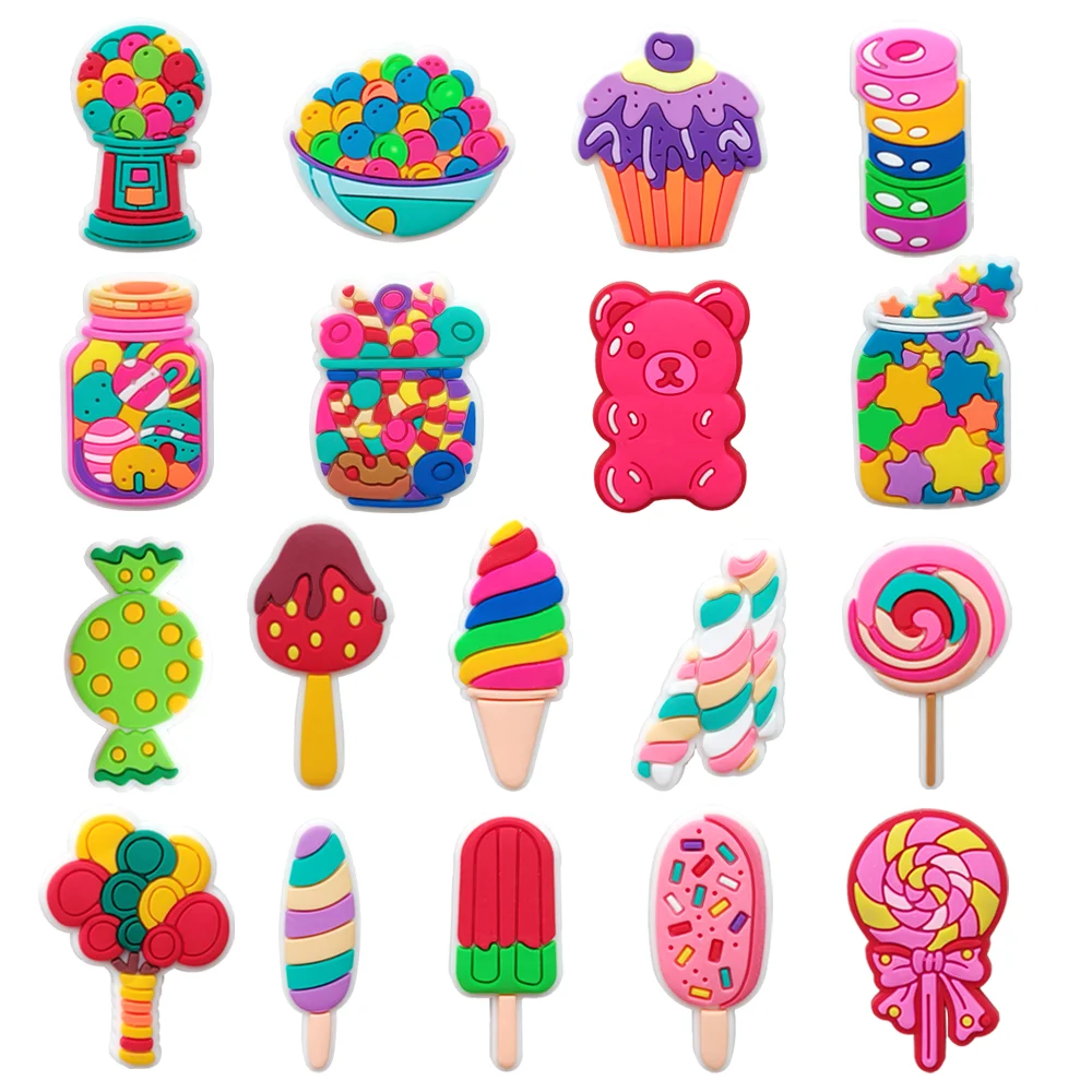 

Candy Series Shoe Charms DIY Accessories For with Buttons PVC Decorations Fit to Bubble Slides Sandals ﻿