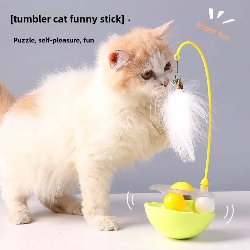 

Original tumbler cat toy self-hi removable washable cat teaser stick feather bell catnip ball pet