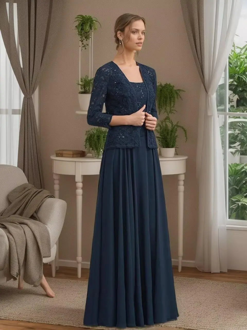 Vestidos para madre de la novia de 2 piezas con chaqueta, vestidos de noche formales largos para mujer, vestido para madre del novio con cordones