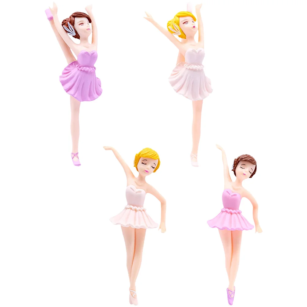 

4 Pcs Wedding Decor Girl Ornaments Figurine Party Decoration Birthday Cake Statue Dessert Baby