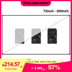 Akustisch transparente Projektions wand mit akustisch gewebter Wand halterung aus perforiertem Aluminium mit festem Rahmen und 1cm schmaler Lünette