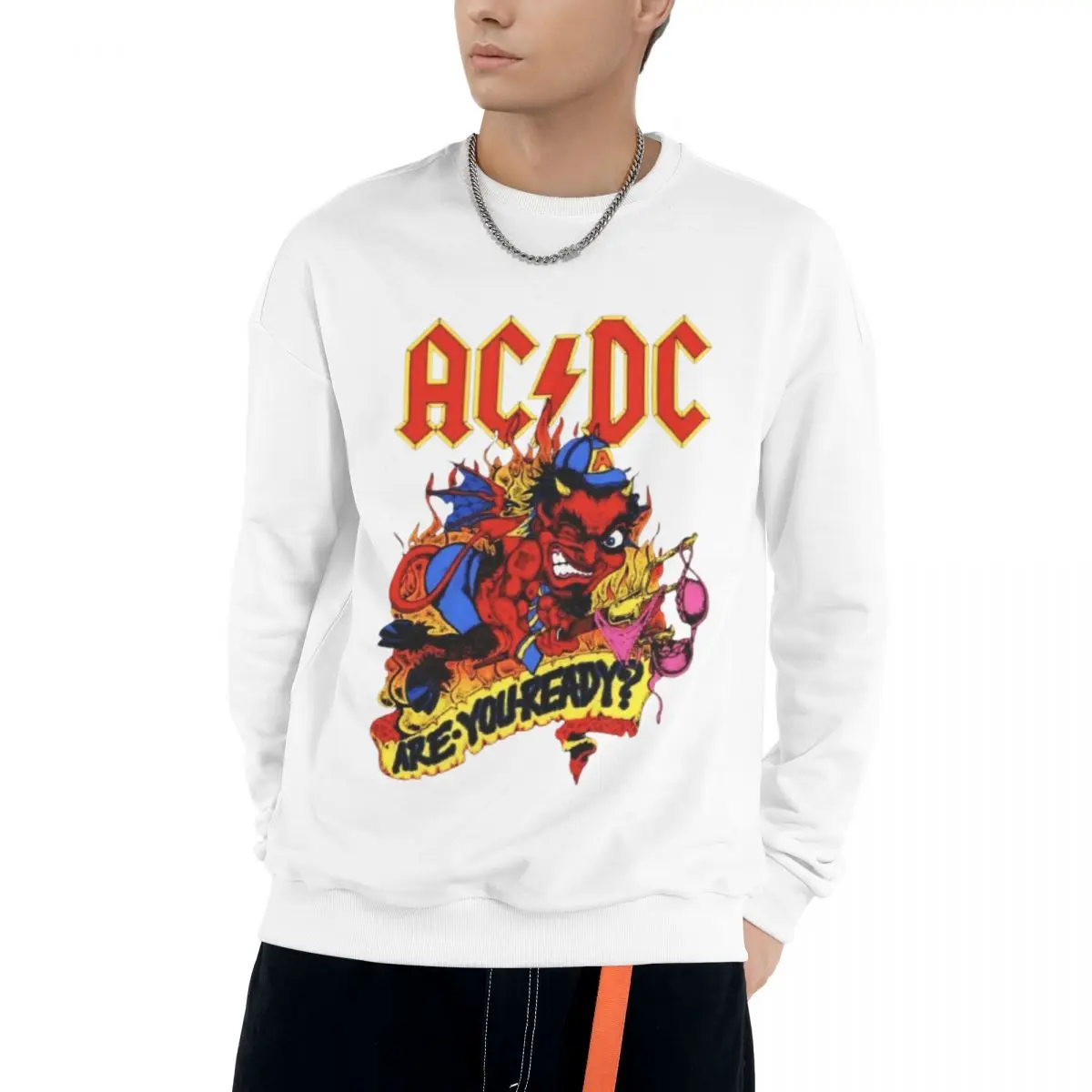 

Like-AC-DC Man Clothes Street Style Fleece Sweatshirts Autumn Casual Hoodie Fashionable Crewneck Pullovers