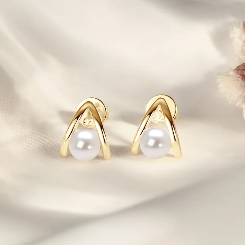 

Anziw Trendy 4.5-5mm Natural White Freshwater Pearl Earrings for Women Real 925 Silver High Quality Weddings Jewelry Accessories