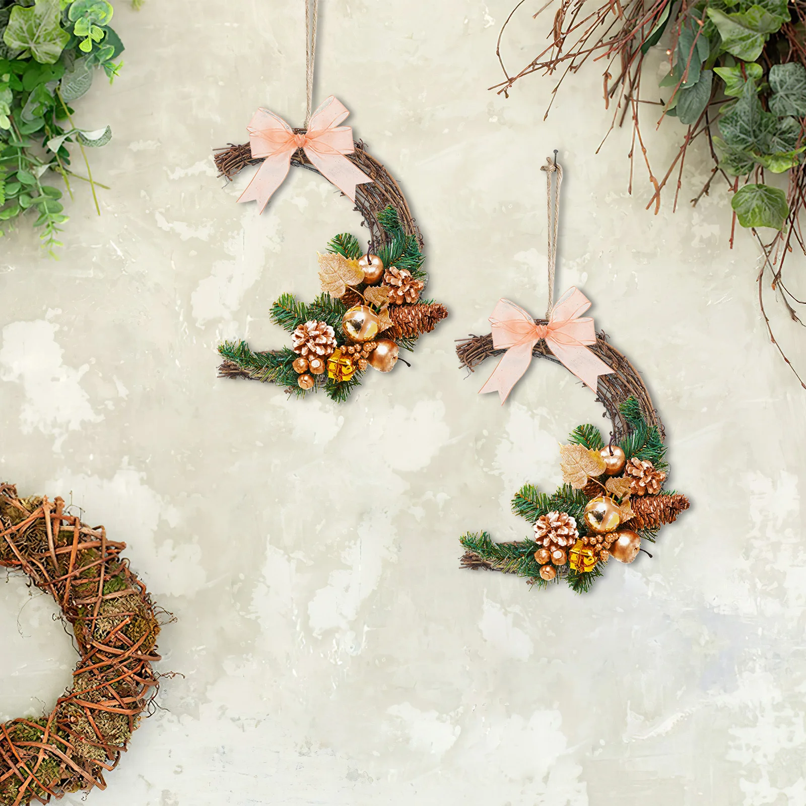 

2Pcs Wire Wreath Frame DIY Rattan Hoops for Garland Making Artificial Flower Arrangement Hanging Decor Festive Event Craft