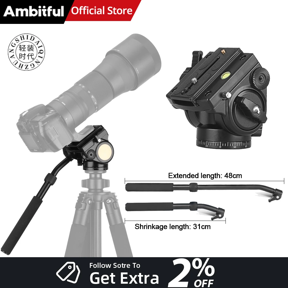 

QZSD Q90 Quick Release Plate Hydraulic Damping Tripod Head Handle for Digital SLR Camera Photography