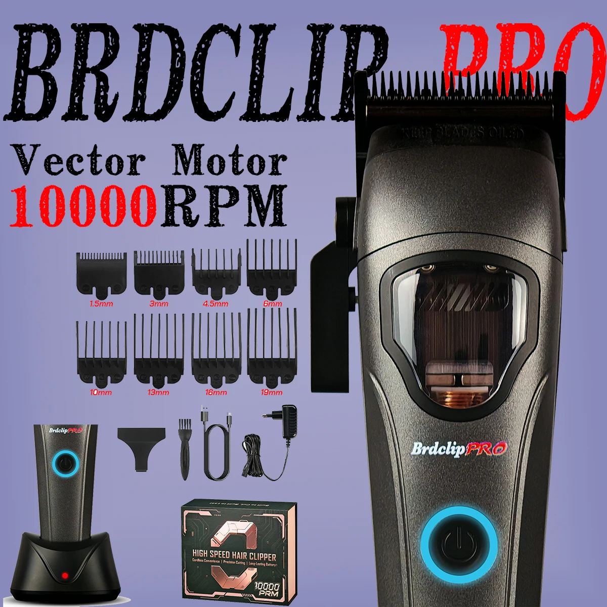BRD 633E Professional Hair Clipper 10000RPM BRDCLIP Magnetic Motor High Power Hair Cutting Machine Barber Shop Trimmer for man
