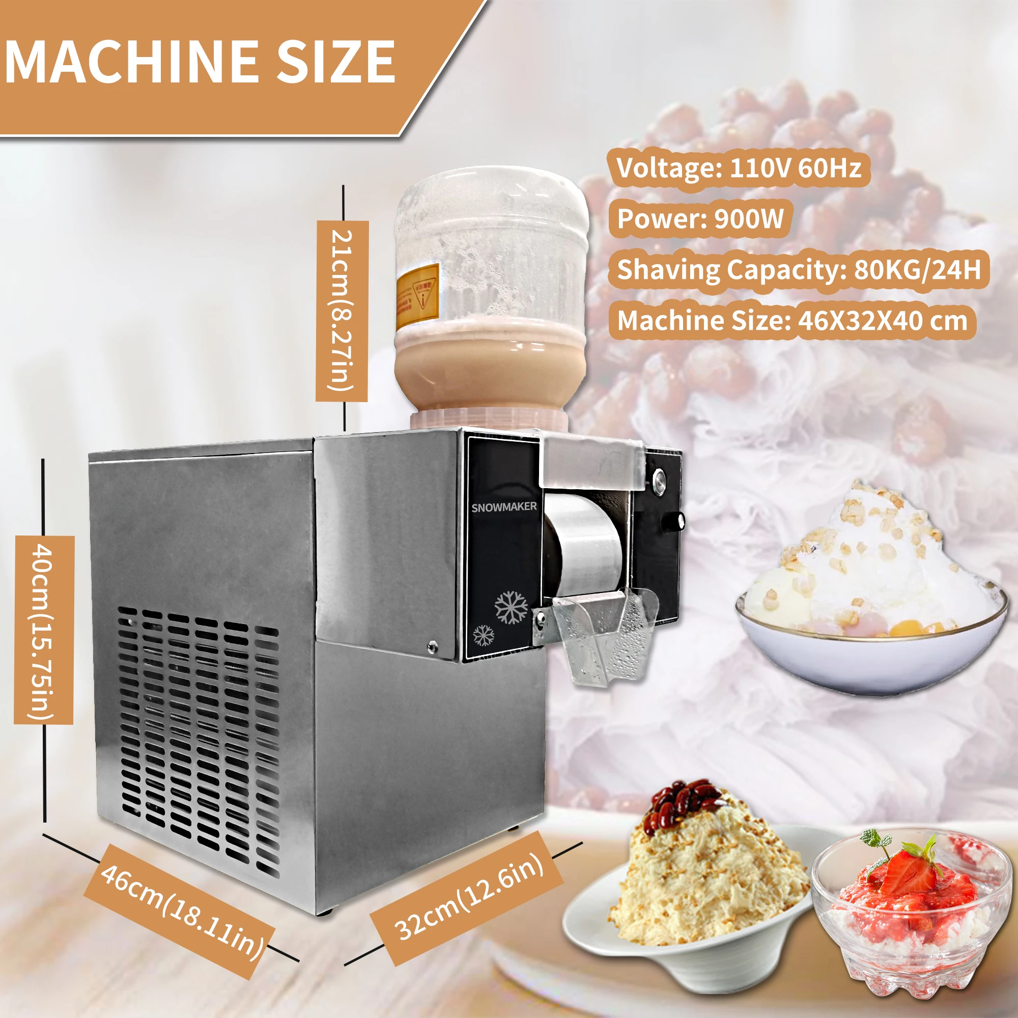 Mvckyi Automatic Snowflake Ice Maker Korea Bingsu Machine Water Cooling Ice Crusher Snow Ice Shaver Ice Shaving Machine