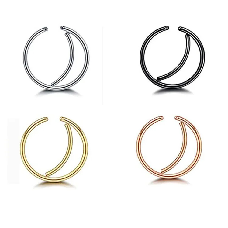 1PC Surgical Steel Nose Rings Septum Hoop moon shape Nostril Piercing Jewelry Tragus Cartilage Tragus Earring For Women Men