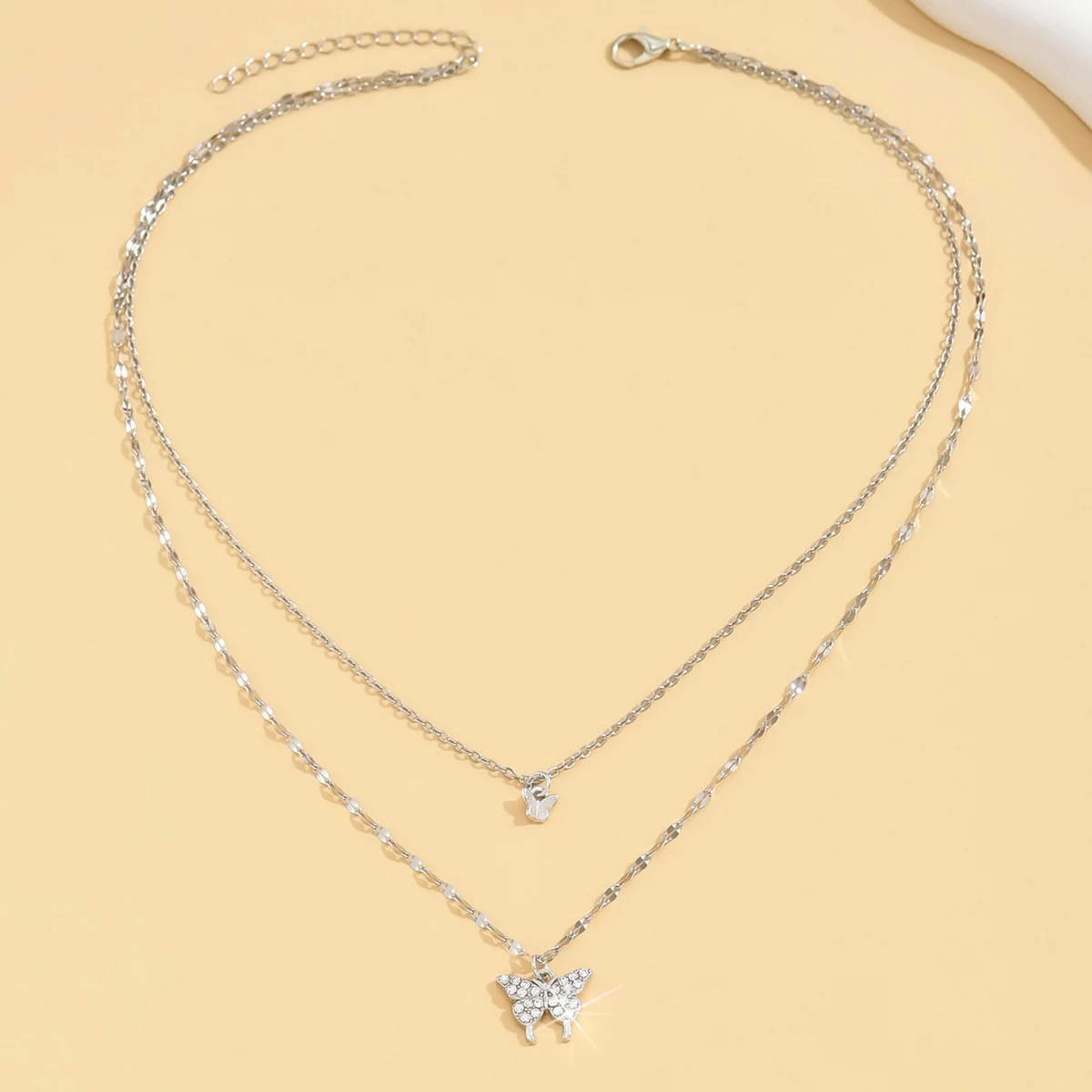 1 Women's Lats Sparkling Double Layer Butterfly Necklace Exquisite Double Layer Collar Chain Jewelry Banquet Party Holiday Gift