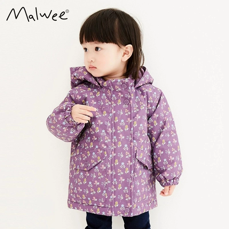 Malwee windproof flower pattern children's hooded cardigan sweatshirt casual versatile chic fashion cute Y2K States new t-shirt