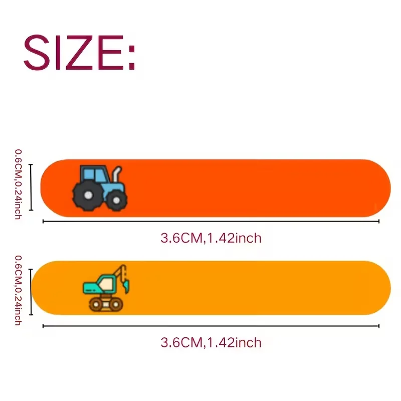 Customized Cartoon Construction Vehicle Name Labels Colorful PP Synthetic Paper Waterproof Tear-Resistant Self-Adhesive for Stor