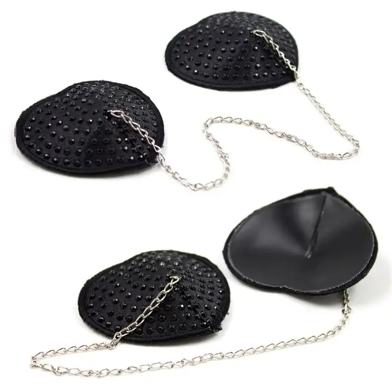 1 Pair Sexy Black Link Chain Tassel Breast Bra Nipple Cover Sticker Pasties Hot