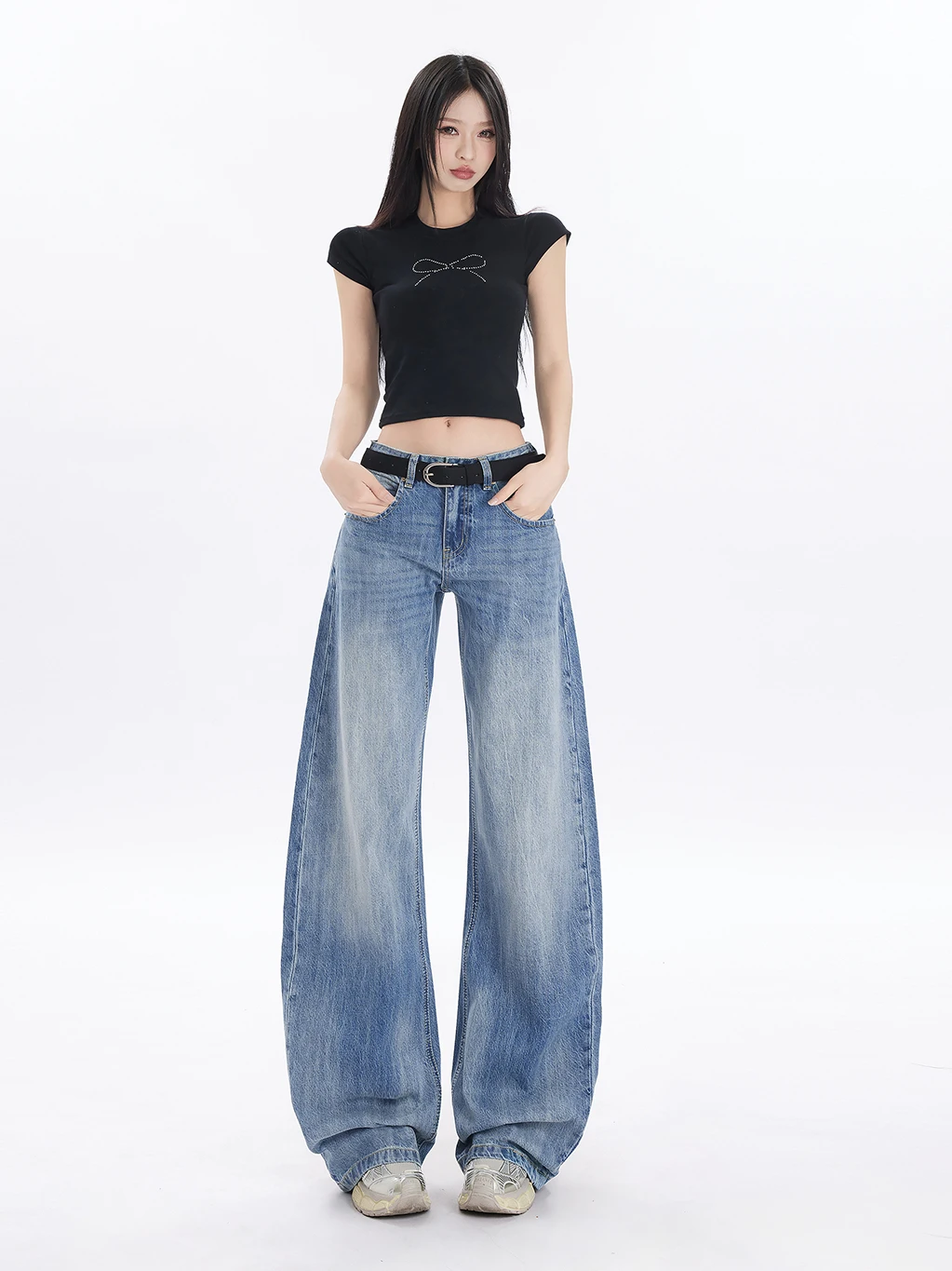 

Summer Design Waed American Retro Knife Jeans Loose Fit Women's Sle High Waist Zipper Closure Casual Youth Jeans