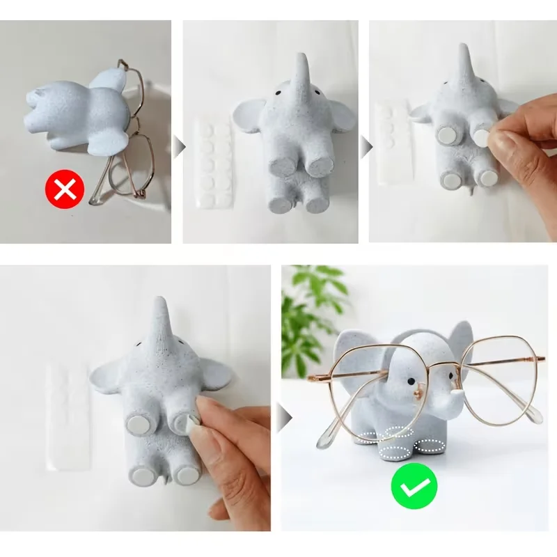Cute Elephant Eyeglass Frame Desktop Storage Box Fun Glasses Display Stand - Unique Organizer for Glasses