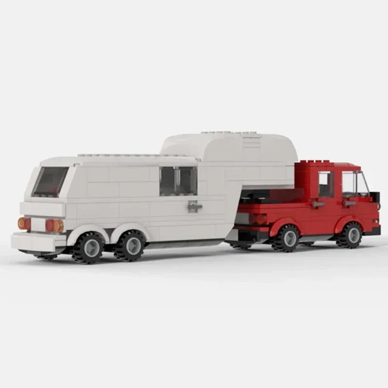 Model pojazdu miejskiego Moc Klocki konstrukcyjne Ciężarówka T3 z przyczepą RV Technologia Klocki modułowe Prezenty Zabawki świąteczne Zestawy DIY Montaż