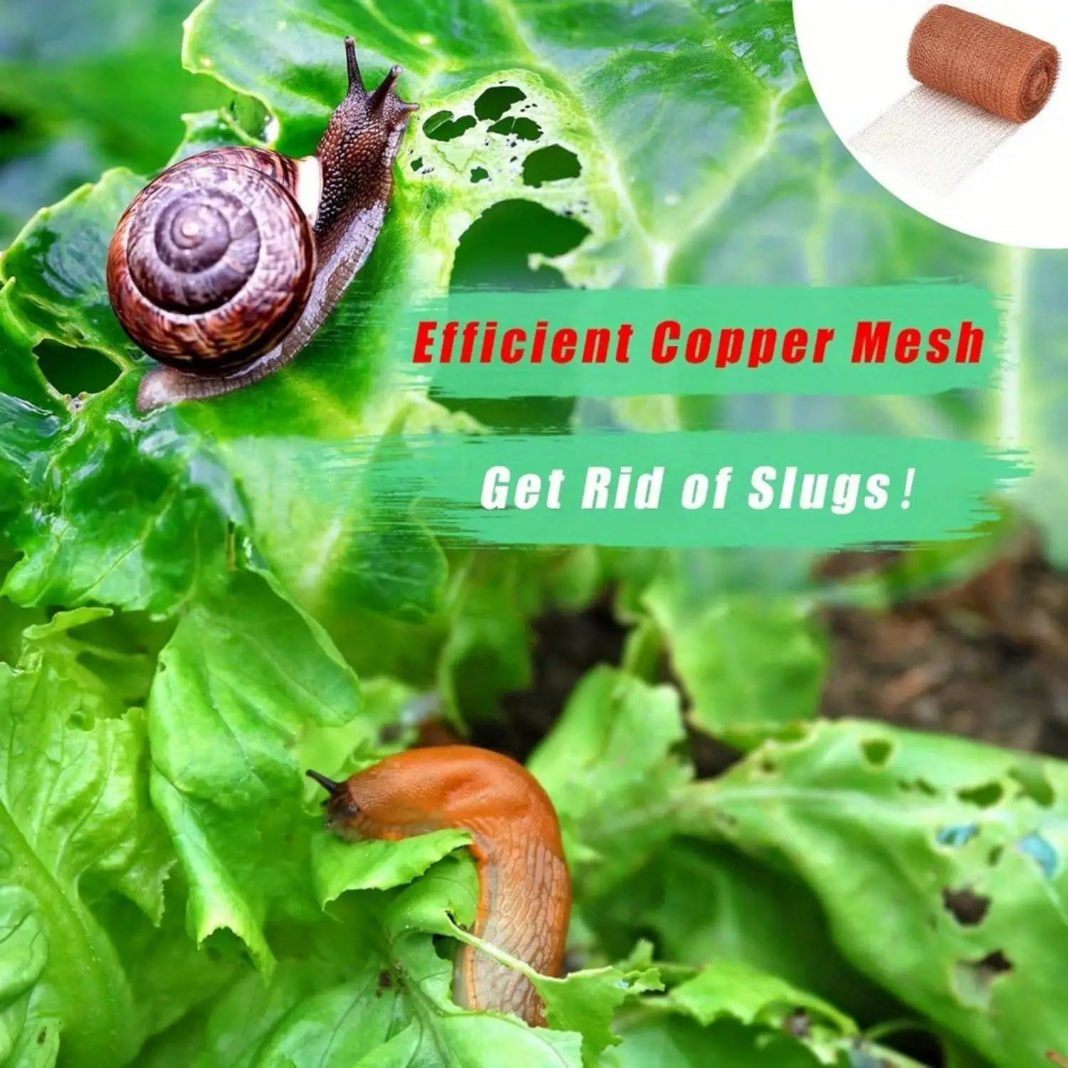 Copper Mesh Slug Repellent, Copper Rodent Control & Snail Deterrent Barrier Tape for Garden Plant Protector Pet Friendly