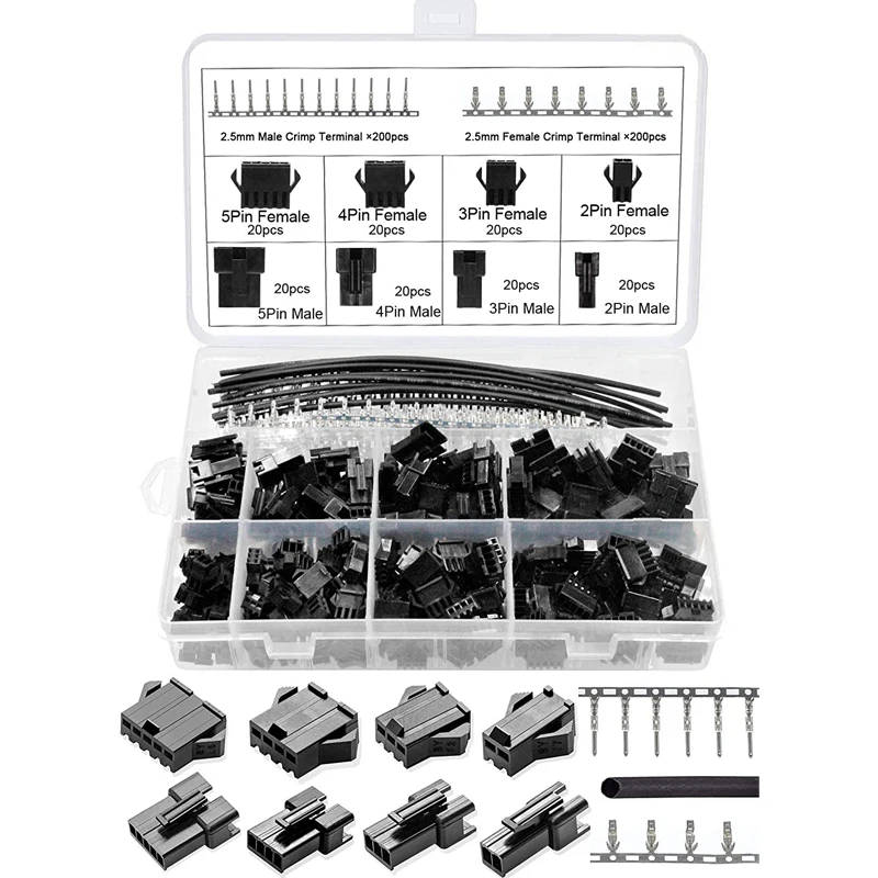 570pcs 2 3 4 5 Pin Pitch 2.54mm SM JST Male and Female Wire Connector Housing Adapter Crimp Terminal with SN28B Plier