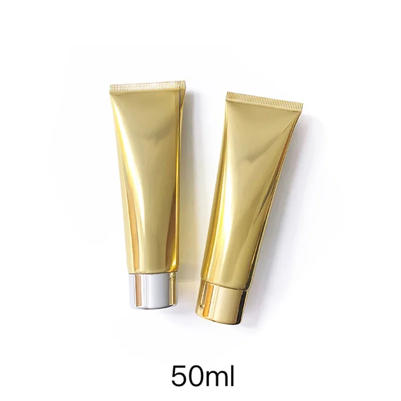 

Gold 50g Aluminum Plastic Squeeze Bottle 50ml Facial Cleanser Cream Lotion Soft Tube Empty Refillable Cosmetics Containers