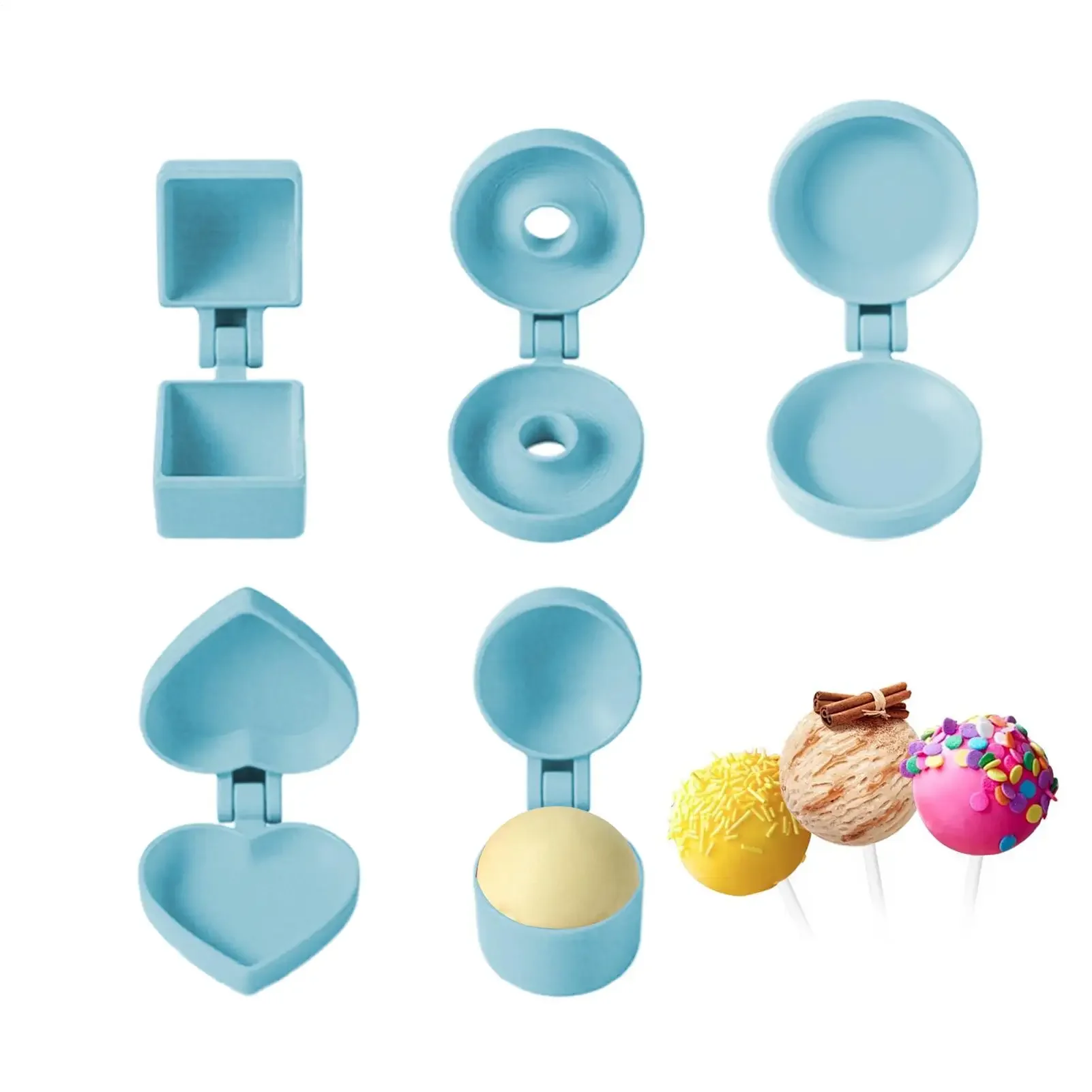 5pcs Round Cake Pop Maker Mold Easy-Release Dessert Maker Aid Baking Accessories Tool for Soft Clay Chocolate Rice Balls - view 3