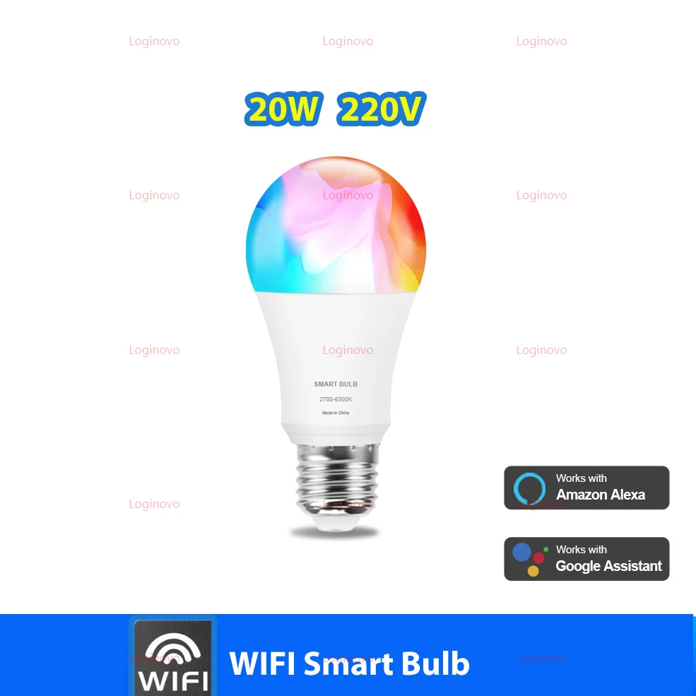 Bluetooth/WiFi LED Gloeilamp E27 15W 20W 110V 220V RGB RGBCW Dimbare Led-lampen Led Lamp Voor Alexa Google Home Tuya Smart Leven