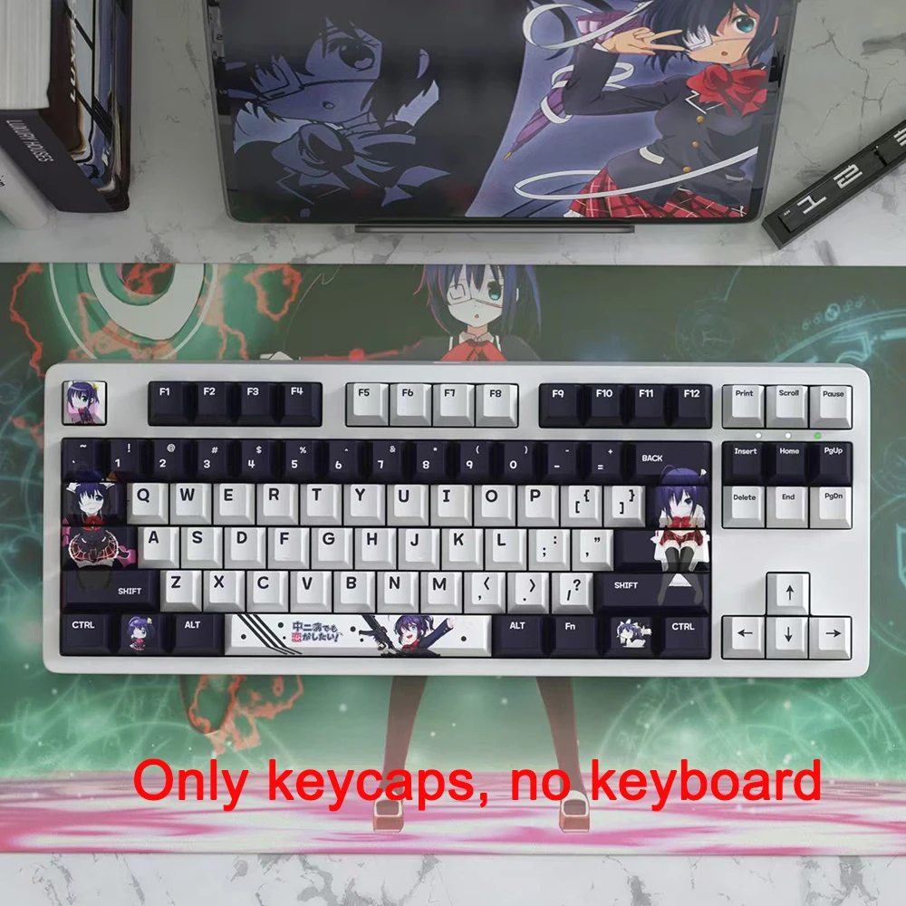 

Takanashi Rikka 125 Keycap Love Chunibyo Other Delusions PBT DYE Sub Cherry Profile MX Cross Axis Switch for Mechanical Keyboard