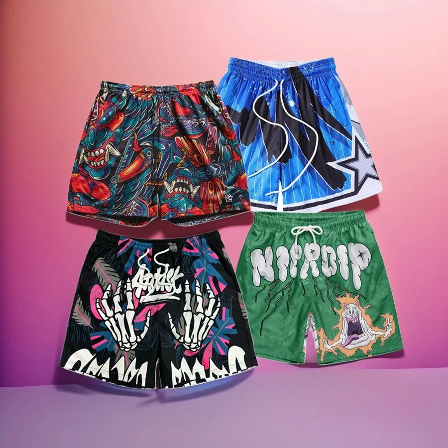 

Летние повседневные шорты Street Life для мужчин, женщин и детей, модные дышащие быстросохнущие шорты большого размера с графическим принтом и буквенным принтом