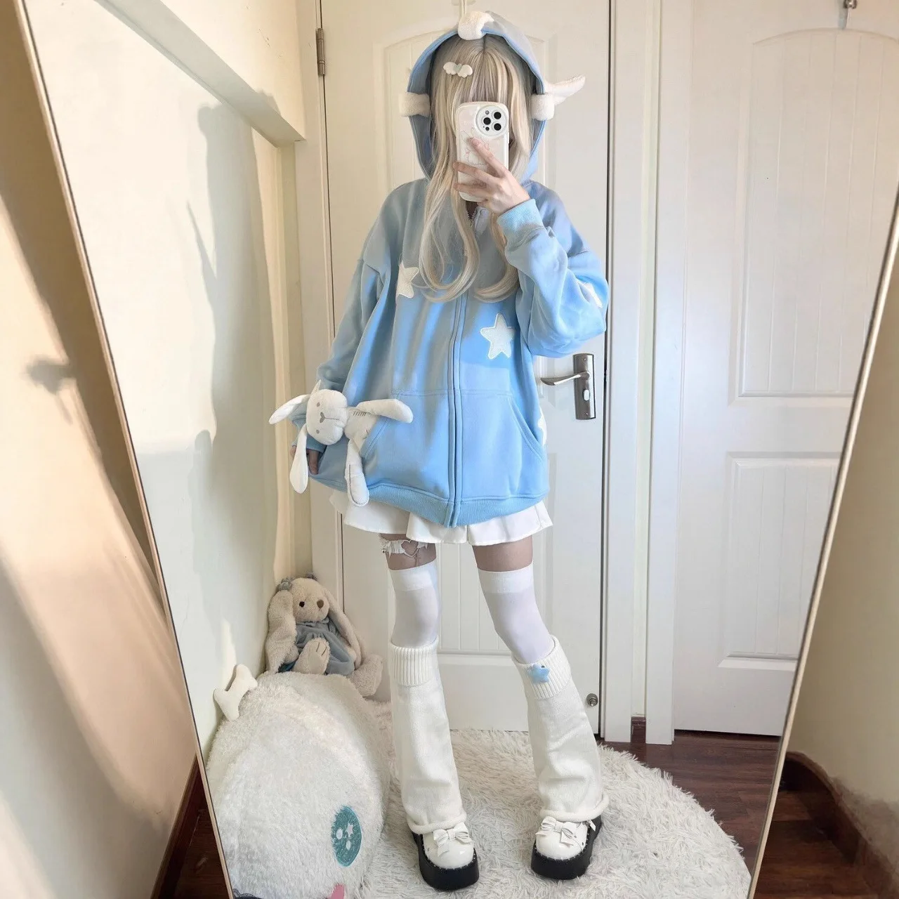 2025, lente en herfst nieuwe schattige cartoon loszittende hoodie met lange mouwen en rits trui Y2k jas vrouwelijke zoete top