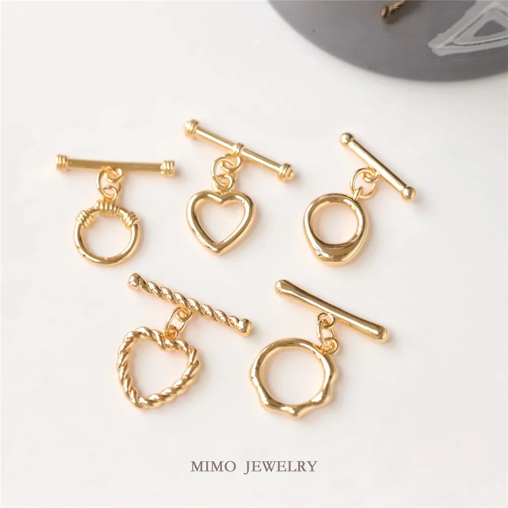 Copper-plated Real Gold Irregular Round Heart-shaped OT Buckle Necklace Bracelet DIY Handmade Charm Accessories K035