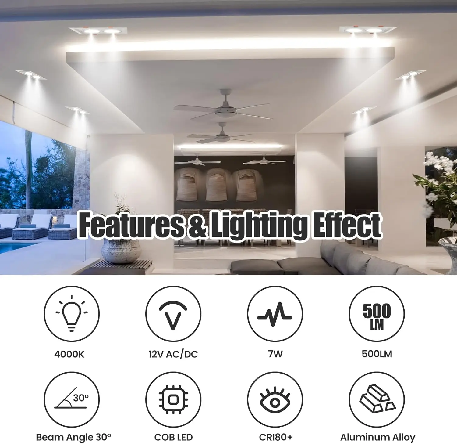 AR70 LED Light Bulb BA15D B15 Base, AC/DC12V Input, 7W 500lm for Home Household Commercial Lighting,50W Halogen Lamp Replacement