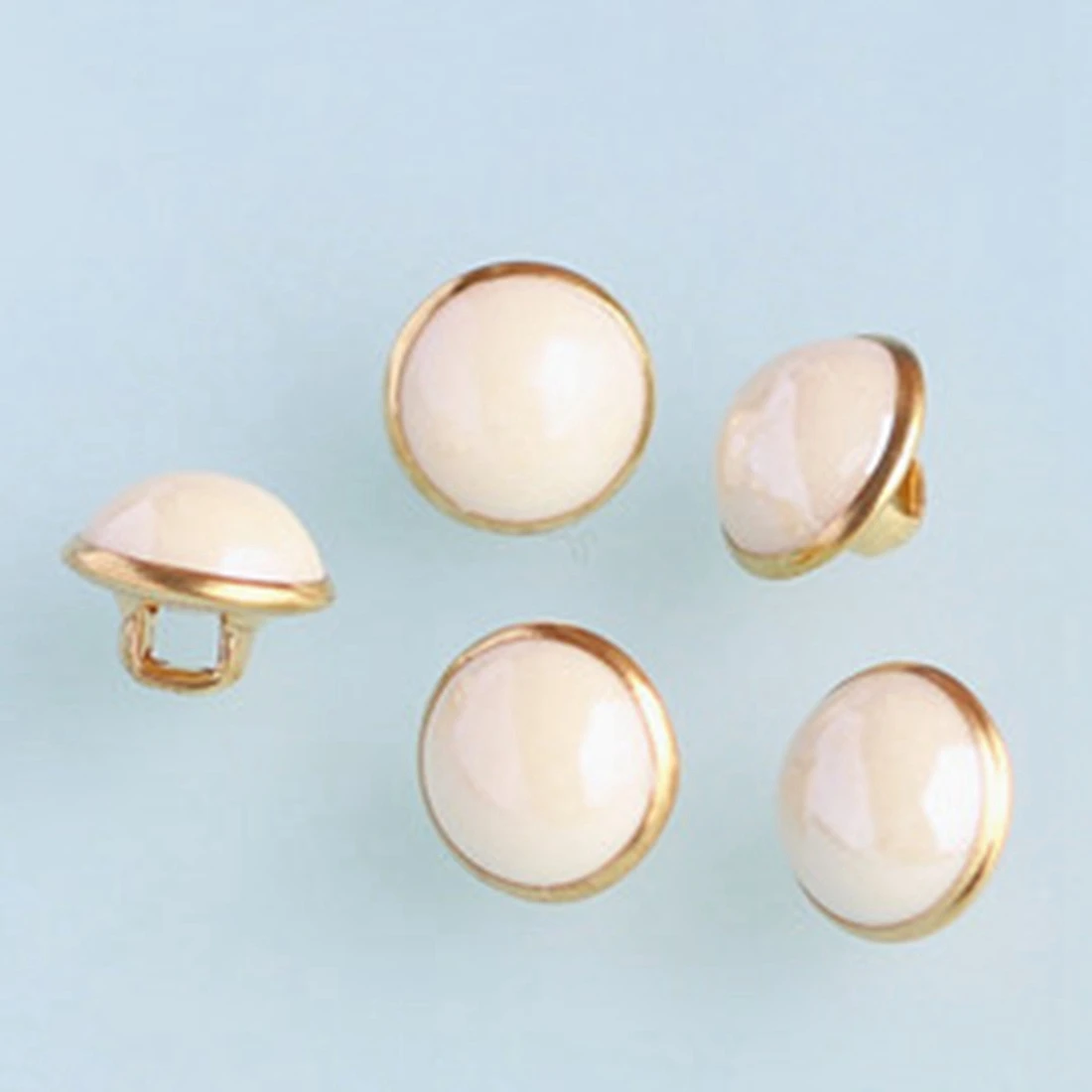50Pcs/Set White Black Color Pearl Shank Buttons Metal Back 10mm Diameter Sewing Buttons For Clothing Dress DIY Decoration