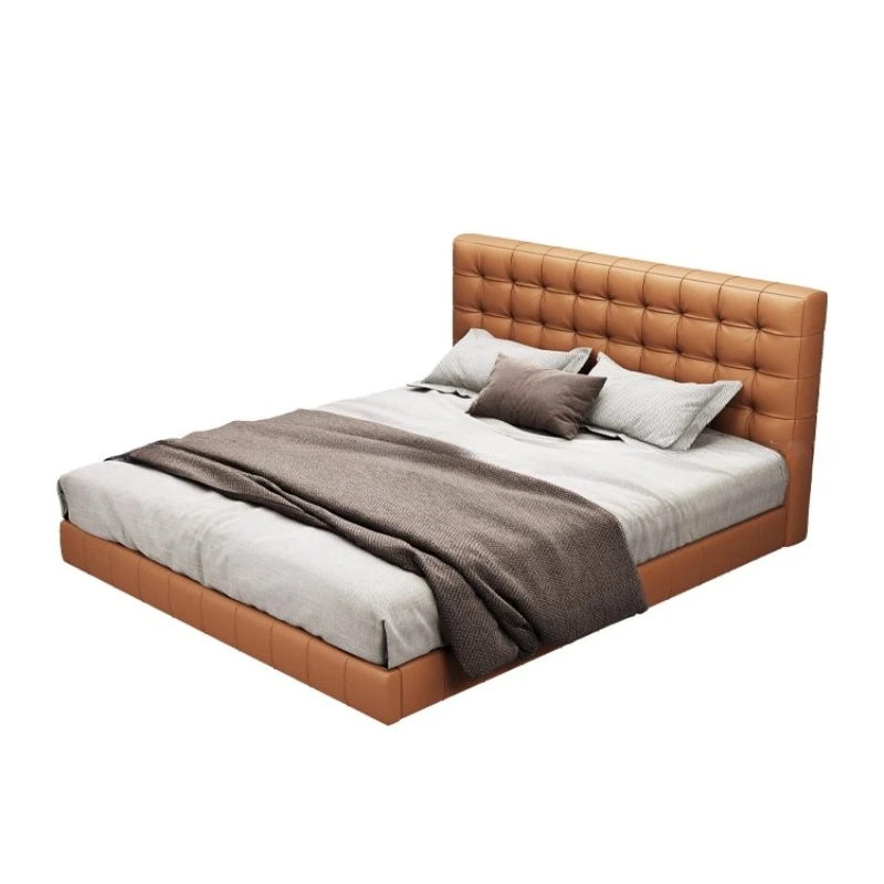 

Leather suspended bed, Italian light luxury master bedroom, modern simple double bed 1.8