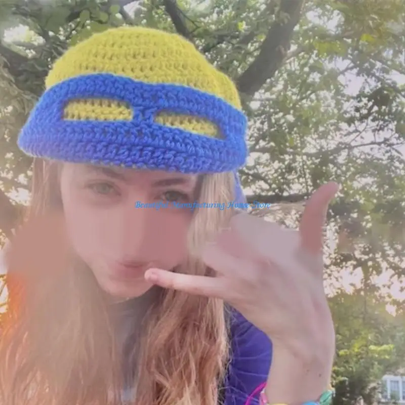 

E56A Slouchy Hat for Adult Autumn Spiders Knitted Hat Winter Party Photography Props Cartoon Superheroes Knitted Slouchy