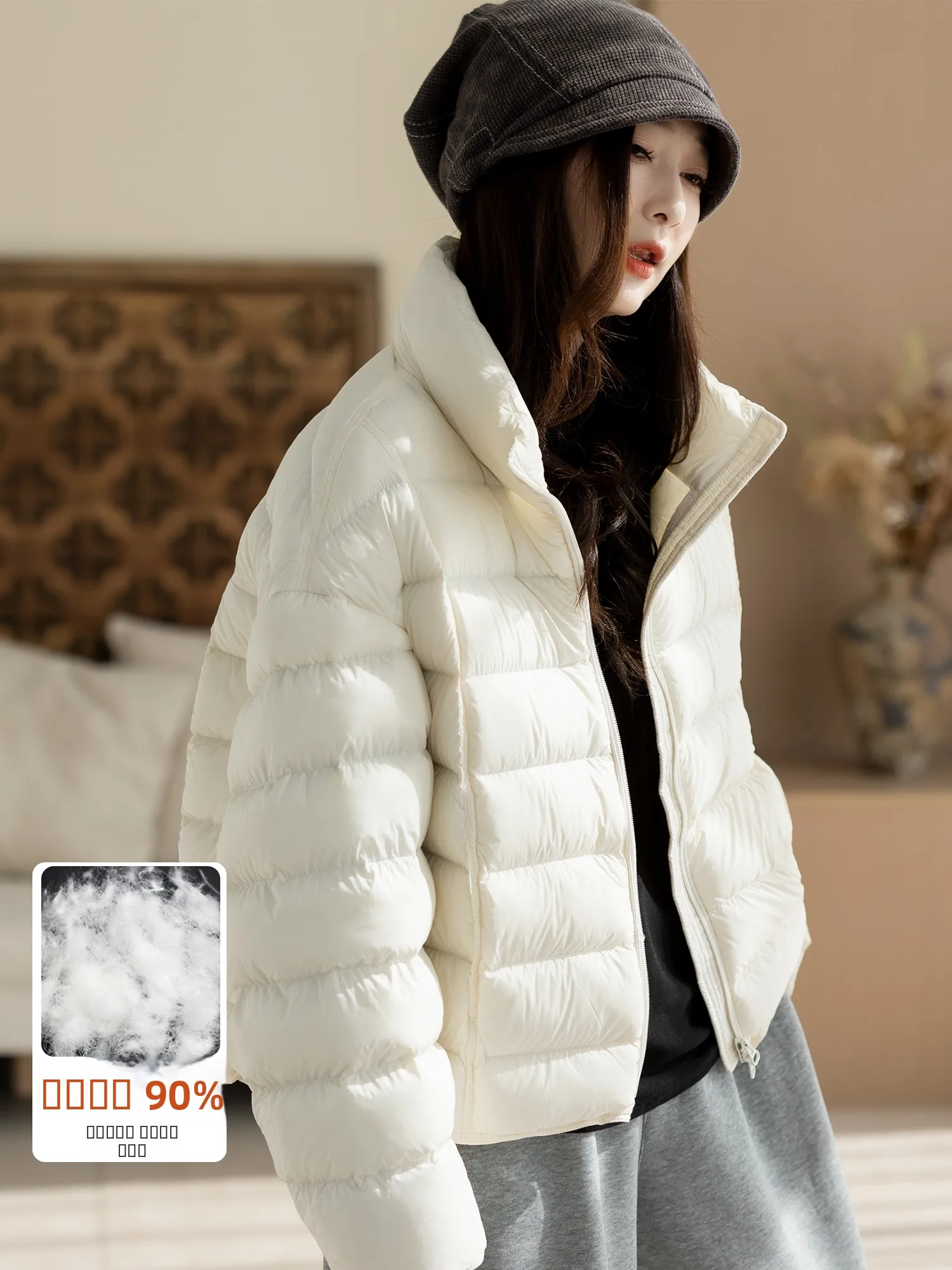 

Белая женская зимняя куртка из нейлона с длинными рукавами, легкая, модная, теплая, повседневная, свободного кроя, для города