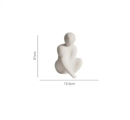 White Abstract Character Ornament Ceramic Sculpture Statue Statuette Figurines Home Accessories Decoration Crafts