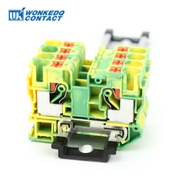 PT10-PE Push-in Ground Feed Through Din Rail Terminal Block 10mm² Protective Earth Plug Wire Electrical Connector PT 10-PE