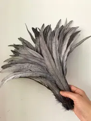 30-35cm Rooster tail feather Grey Colors DIY feather clothing  jewelry accessories wedding Party supplies performance necessary