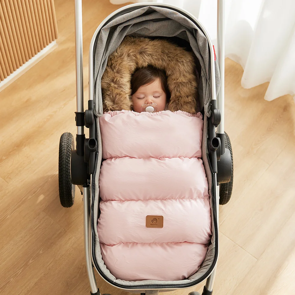 Stroller Footmuff Winter Baby Carriage Bag In Pram Removable Thicker Fur Collar Warm Flannel Newborn Cocoon Baby Envelope