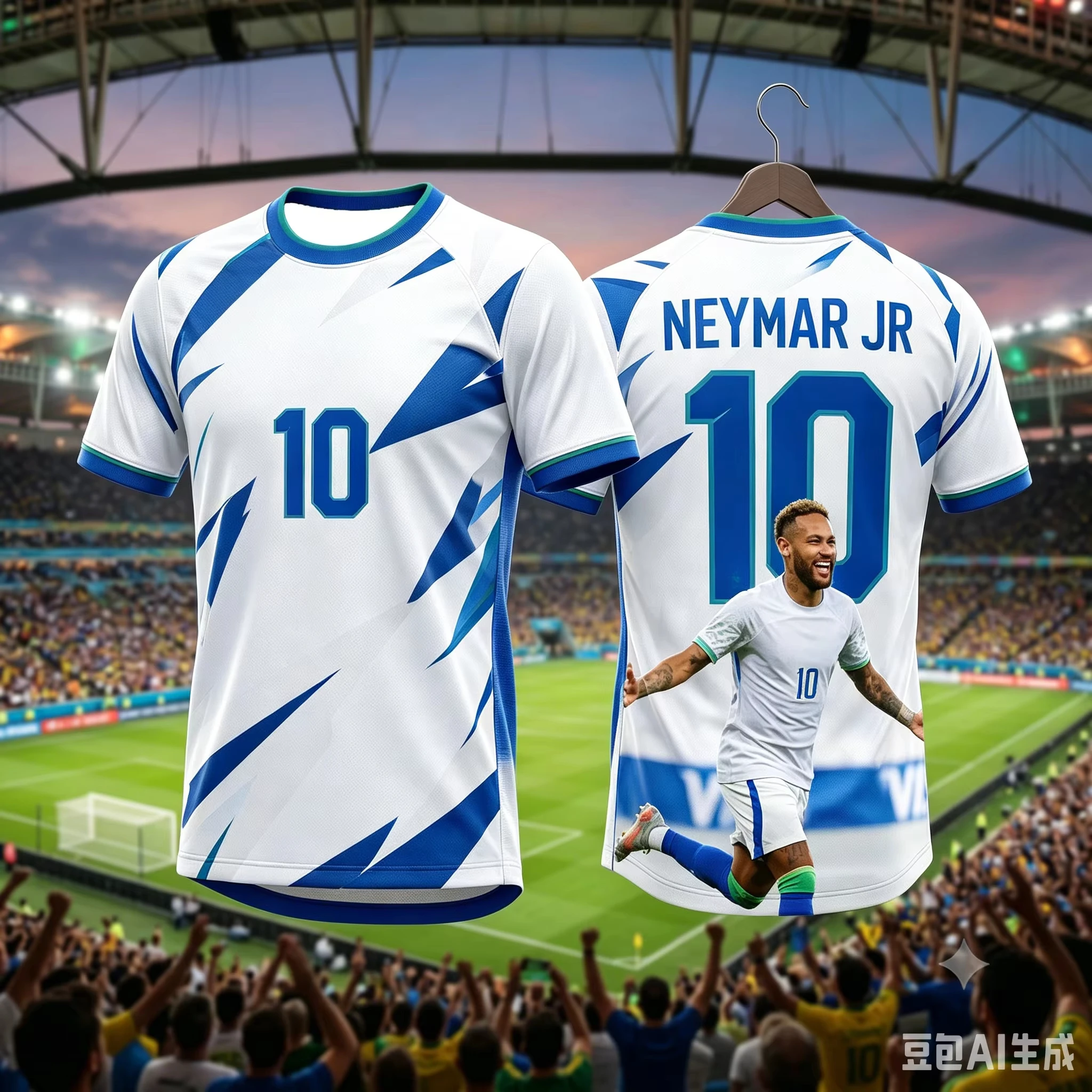 Brasilianisches Kinder-Fußball-T-Shirt - Neymars Nummer. 10 verschiedene, atmungsaktive, schnelltrocknende Trainings-T-Shirts, exklusiv für Fans – Detail 3