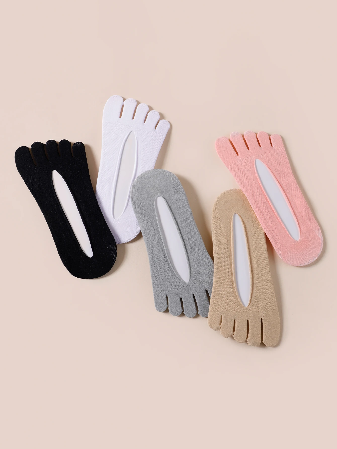 1/3/5/10 Pairs Random Women's Five-Toe Invisible Socks, Comfortable, Sweat-Absorbent & Breathable