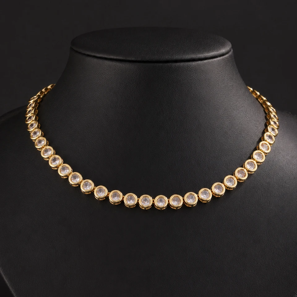 ZAKOL Luxuriöse, zierliche, glänzende, farbenfrohe Zirkon-Tennis-Choker-Halskette für Frauen, eleganter, funkelnder Kristall-Schmuck für Hochzeiten und Partys – Detail 2