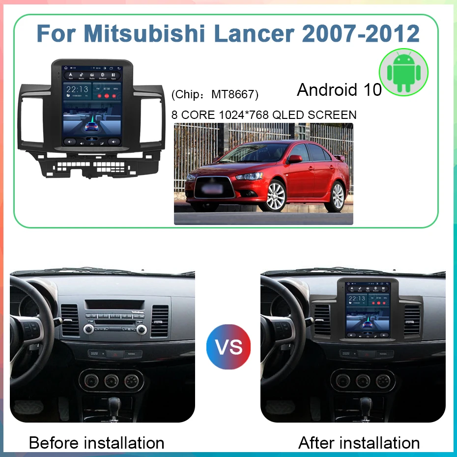 8+256GB Android 10 Car Radio For Mitsubishi LANCER 2007-2012 For Tesla Style Screen Octa Core Multimedia Player Auto Stereo WIFI