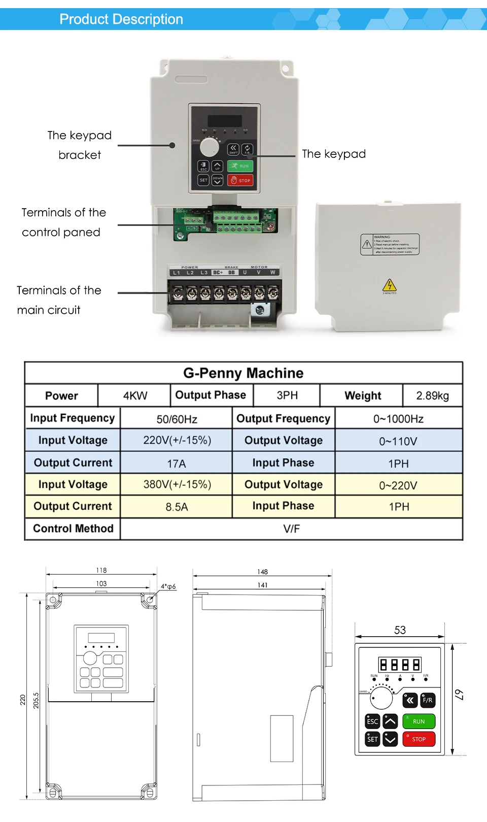 G-Penny 3,7 kW 100 mm wasserdichter, wassergekühlter CNC-Spindel-Kit im Bullet-Design für Holz- und Steinschnitzerei, 4 kW Inverter, Halterung – Detail 10