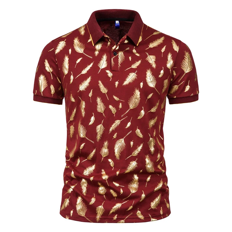 

Golden Feather Printed Polo Shirts Men's Clothing Short Sleeves Lapel Button T-shirt Daily Casual Street Comfortable T Shirts