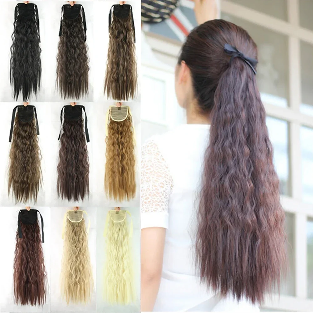 

22inch Kinky Curly Hair Clip In Pony Tail Drawstring Ponytail Synthetic Hair Extension Horse Hair on Hairpins