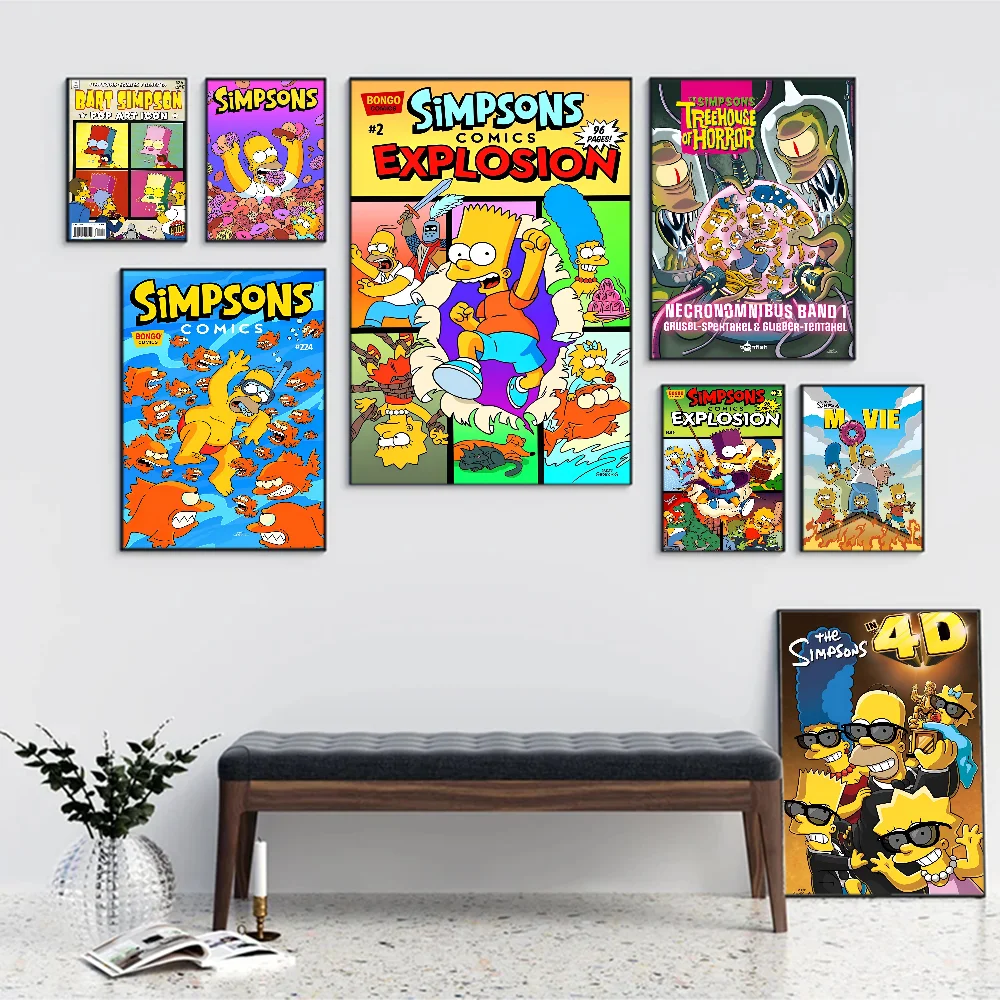 Cartoon T-The Cool S-Simpsons Vintage Posters Sticky Whitepaper Prints Posters Artwork Posters Wall Stickers