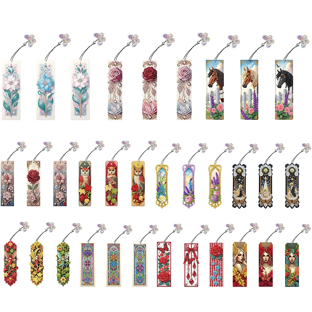 3 шт., закладки специальной формы с цветочным алмазным рисунком и подвеской, 5D алмазные художественные закладки, наборы закладок, подарок для любителей рукоделия