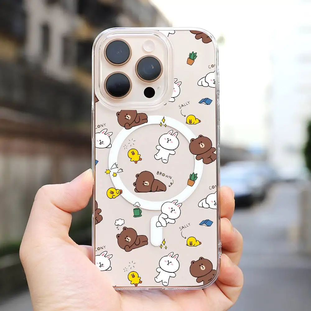 1 قطعة الكرتون B-الدب البني C-ConyS شفافة المغناطيسي جراب هاتف آيفون 17 الهواء 16 15 برو Max14 13 11 12 15 X XR XS زائد #4