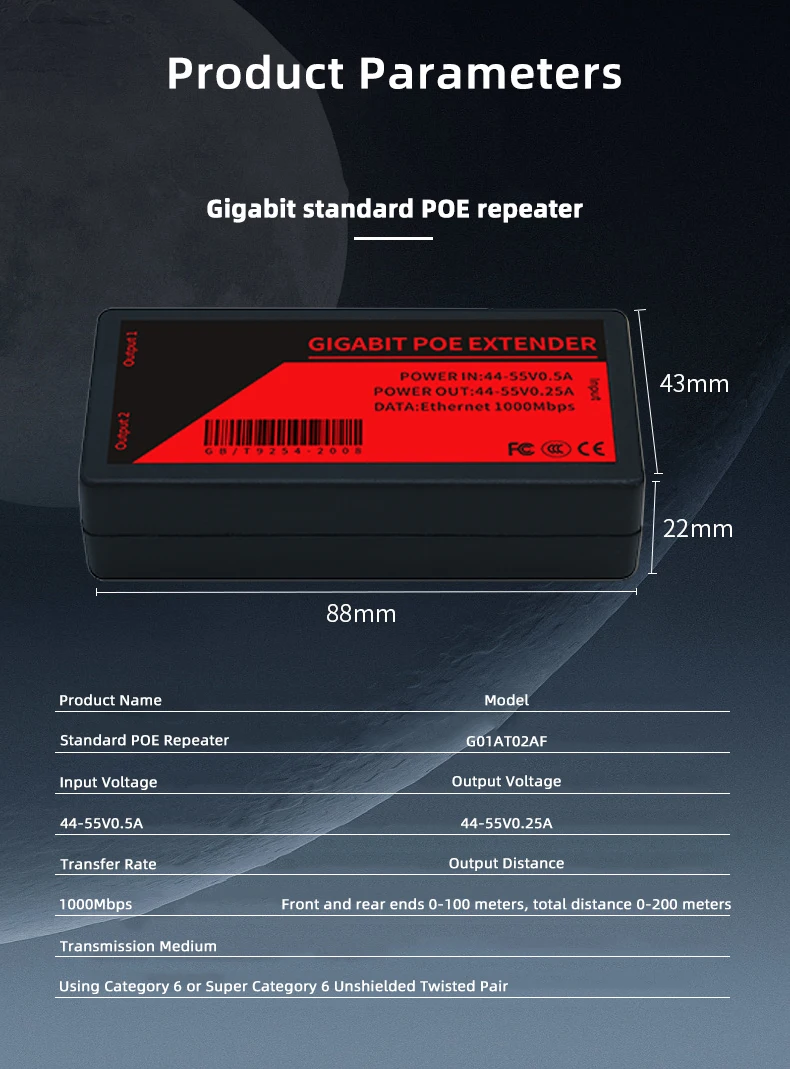 Imagem -06 - Poe Extensor Portas 100mbps 1000mbps Repetidor com Iee 802.3af Padrão Gigaba100 Metros Extensor Poe para Nvr ip Câmera