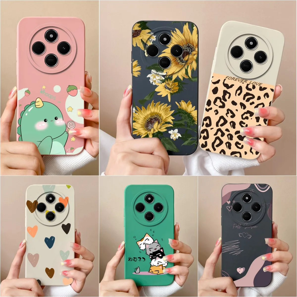 For Xiaomi Redmi 14C 4G inch Cover Funda Cartoon Pattern Case Liquid Silicone Matte Anti Drop Shell For Redmi14C 6.88 inch Coque